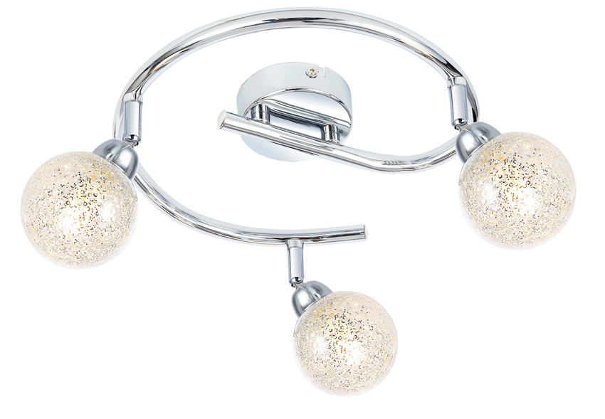 Srebrna lampa sufitowa spirala 3-punktowa do salonu KALEIDOSCOPE metal