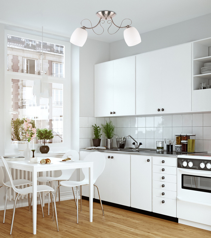 Biała lampa wisząca sufitowa 2-płomienna do salonu AMBA chrom