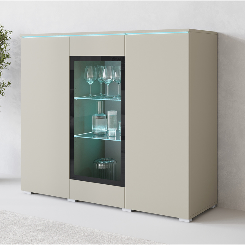 Dwudrzwiowa komoda z witryną 120 cm do salonu VELLORE