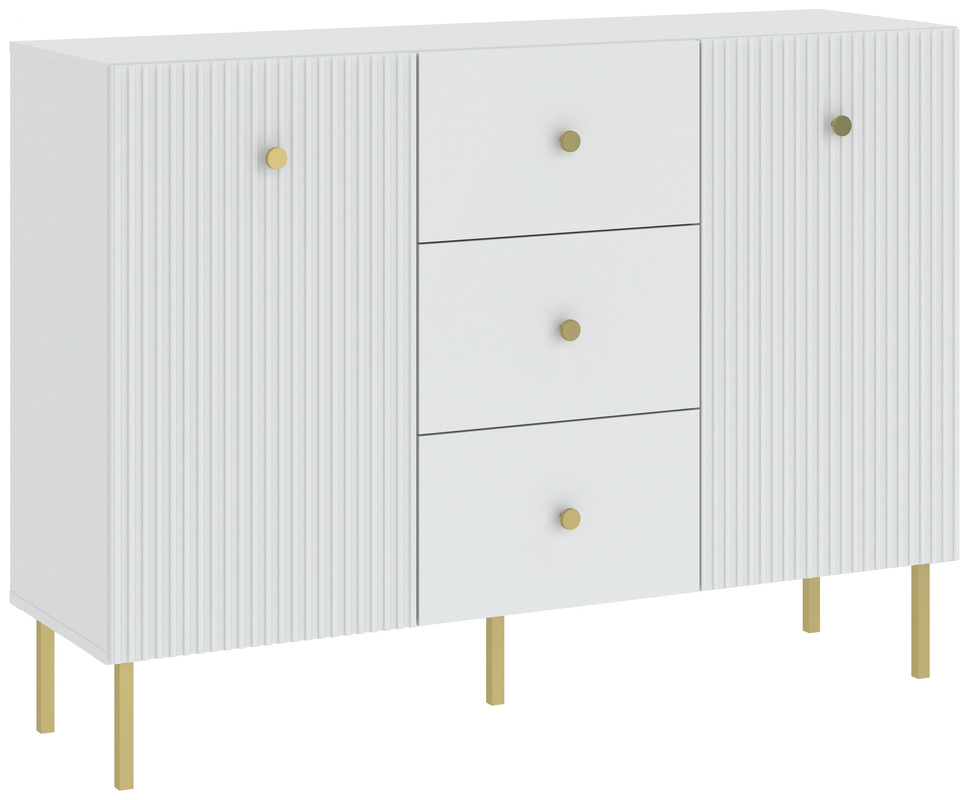 Nowoczesna komoda 135 cm do salonu dwudrzwiowa VALTEO biała