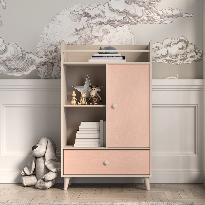 Komoda do pokoju dziecka 80 cm z szufladą i półkami MERLO