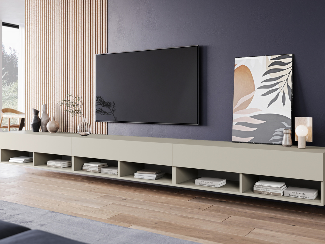 Nowoczesna szafka RTV 300 cm AROMA kaszmir