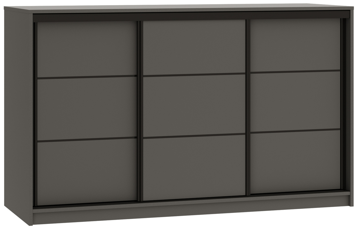 Grafitowa komoda 160 cm z szufladami i drążkami do sypialni LOFT