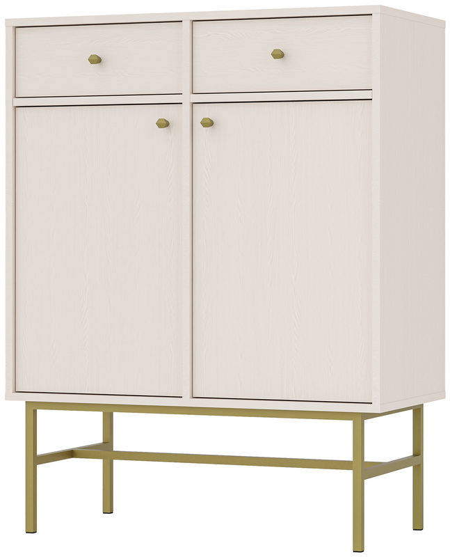 Beżowa dwudrzwiowa komoda do salonu 84 cm TOKEN