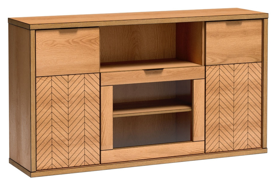 Komoda z witryną FONETTI dąb karmel