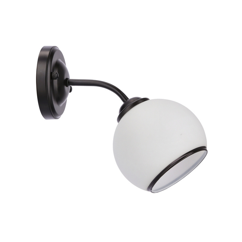 Czarny kinkiet ścienny z kloszem białym do salonu MARINEN 1 punkt światła