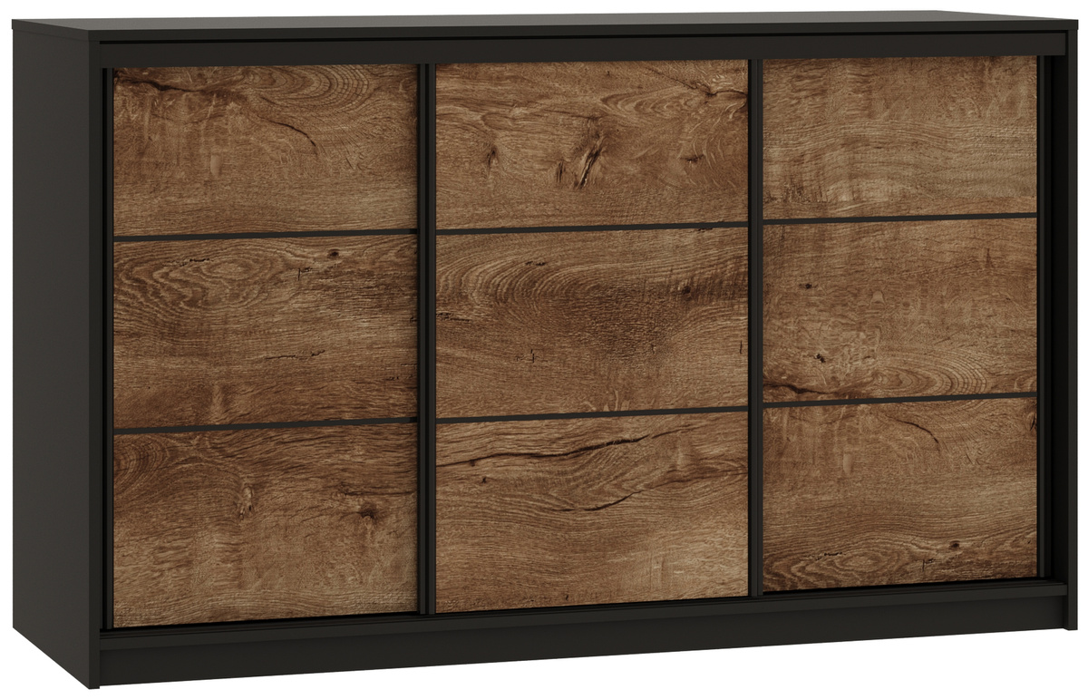 Trzydrzwiowa komoda przesuwna 160 cm z szufladami LOFT