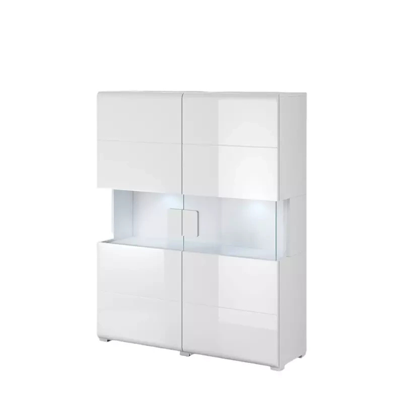 Komoda z witryną TENDER biały połysk