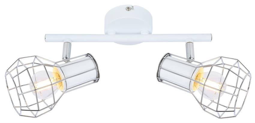 Biała lampa sufitowo-ścienna na listwie do salonu SANCHO metal