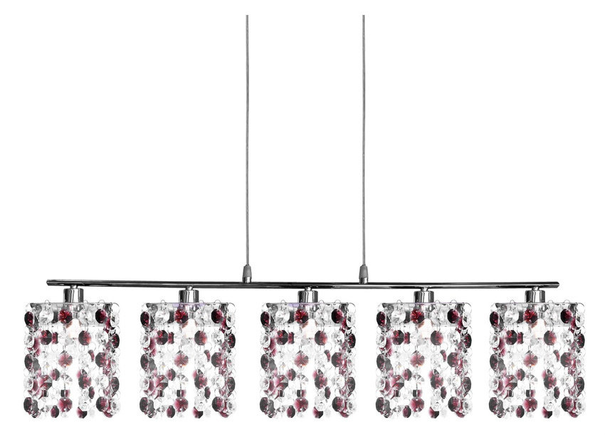 Burgundowa lampa wisząca z kryształkami regulowana do salonu Classic