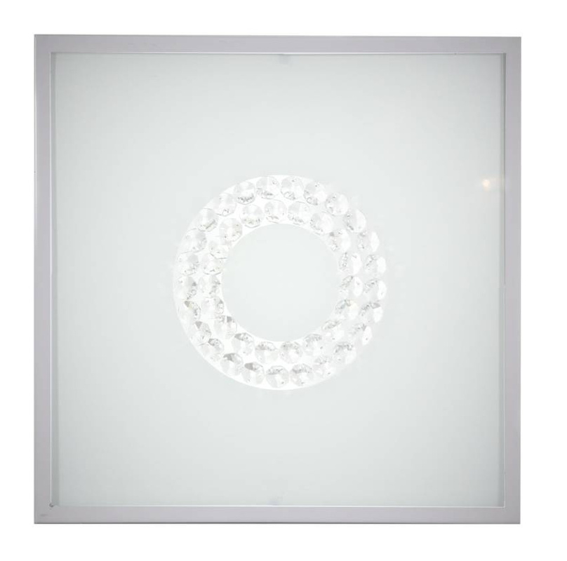 Biało-srebrny plafon sufitowy LED 16W 4000K do salonu LUX satyna mały ring