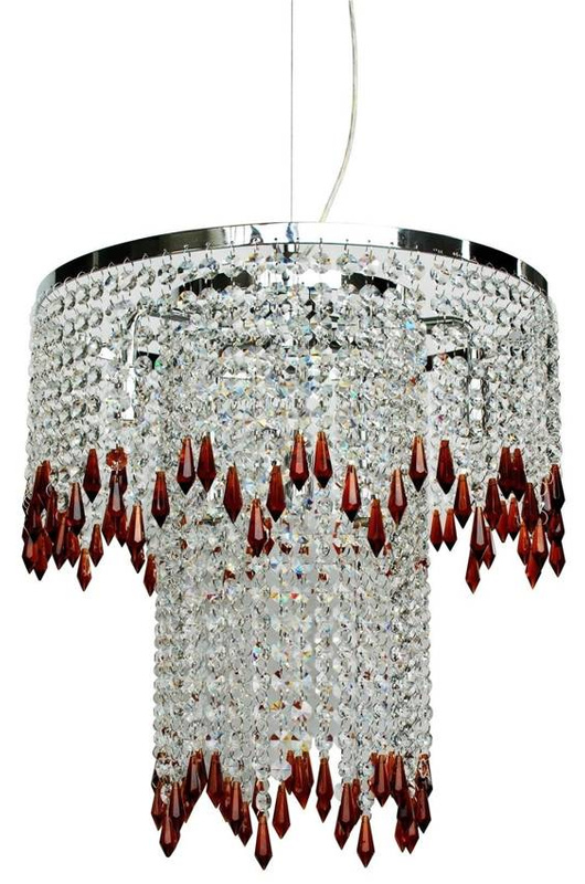 Chromowo-bursztynowa lampa wisząca regulowana do salonu i jadalni VIENNA