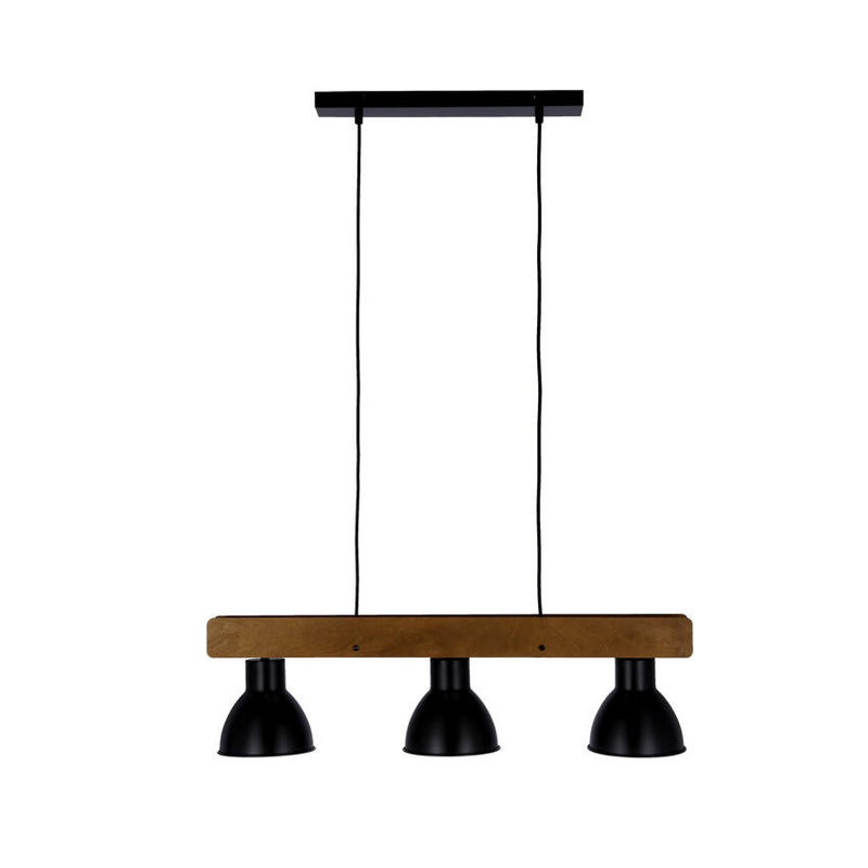 Czarna lampa wisząca loft do salonu VARIO drewno metal