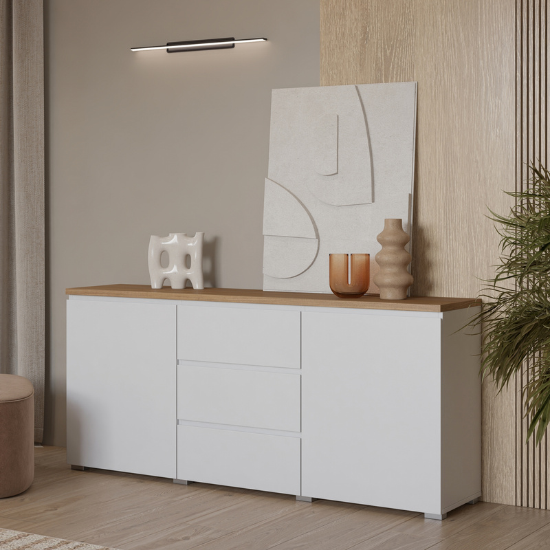 Biała dwudrzwiowa komoda 150 cm do salonu MODO