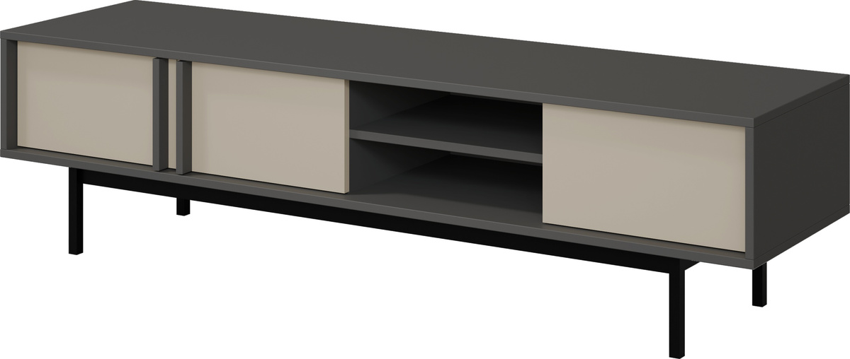 Duża szafka RTV 163 cm pod telewizor do salonu antracyt beż jasny AVERO