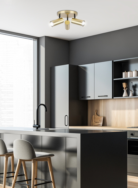 Złota lampa sufitowa talerz 3xGU10 do salonu COLLY metal