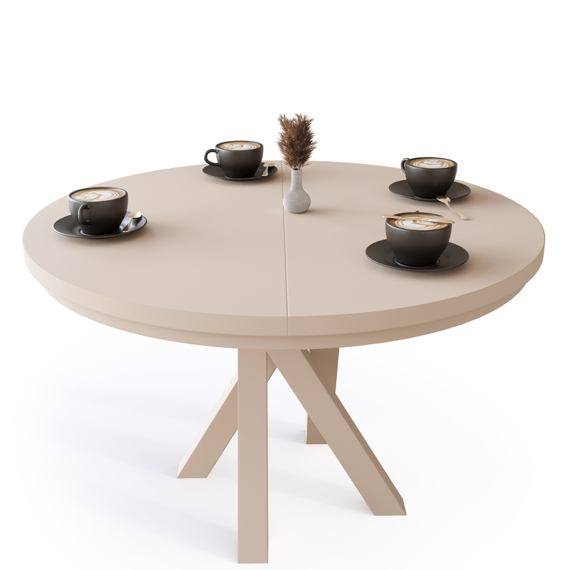 Stół okrągły 140 cm rozkładany do jadalni MELLIS kaszmir