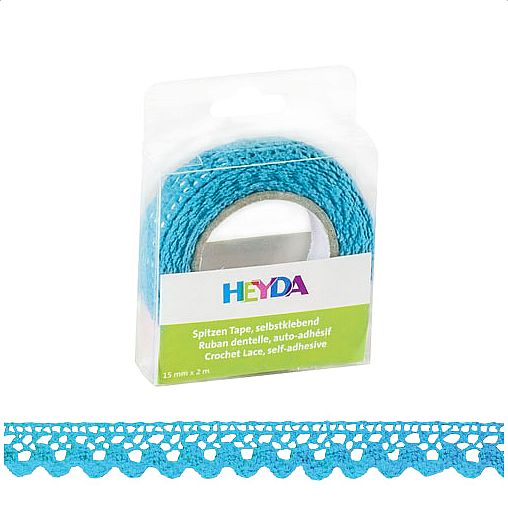 samoprzylepna koronka bawełniana HEYDA 2 mb x 15 mm kolor niebieski / 31
