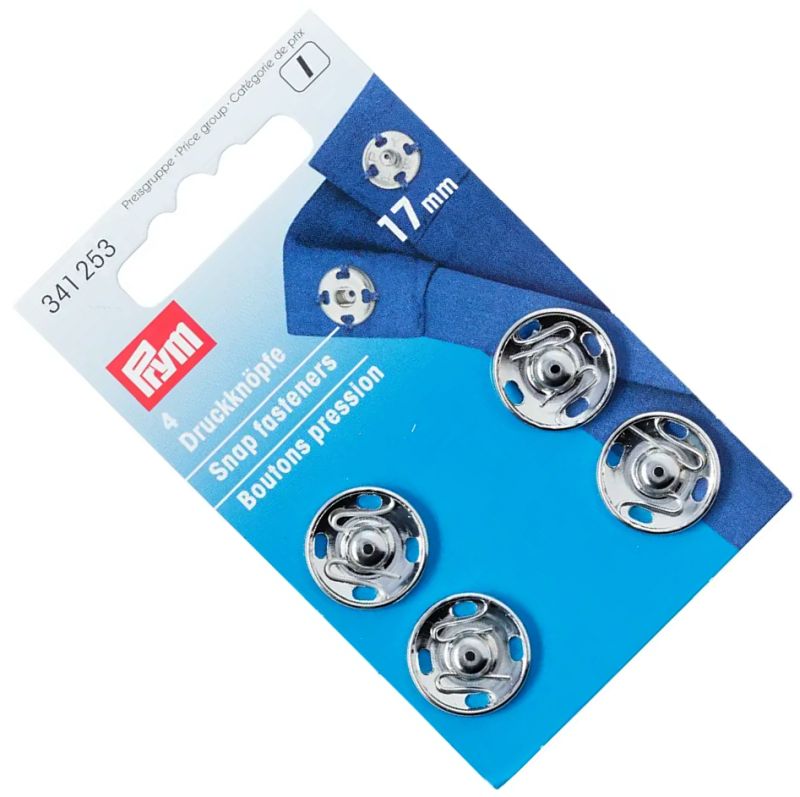 zatrzaski metalowe srebrne średnica 17mm 4szt PRYM 341253 .