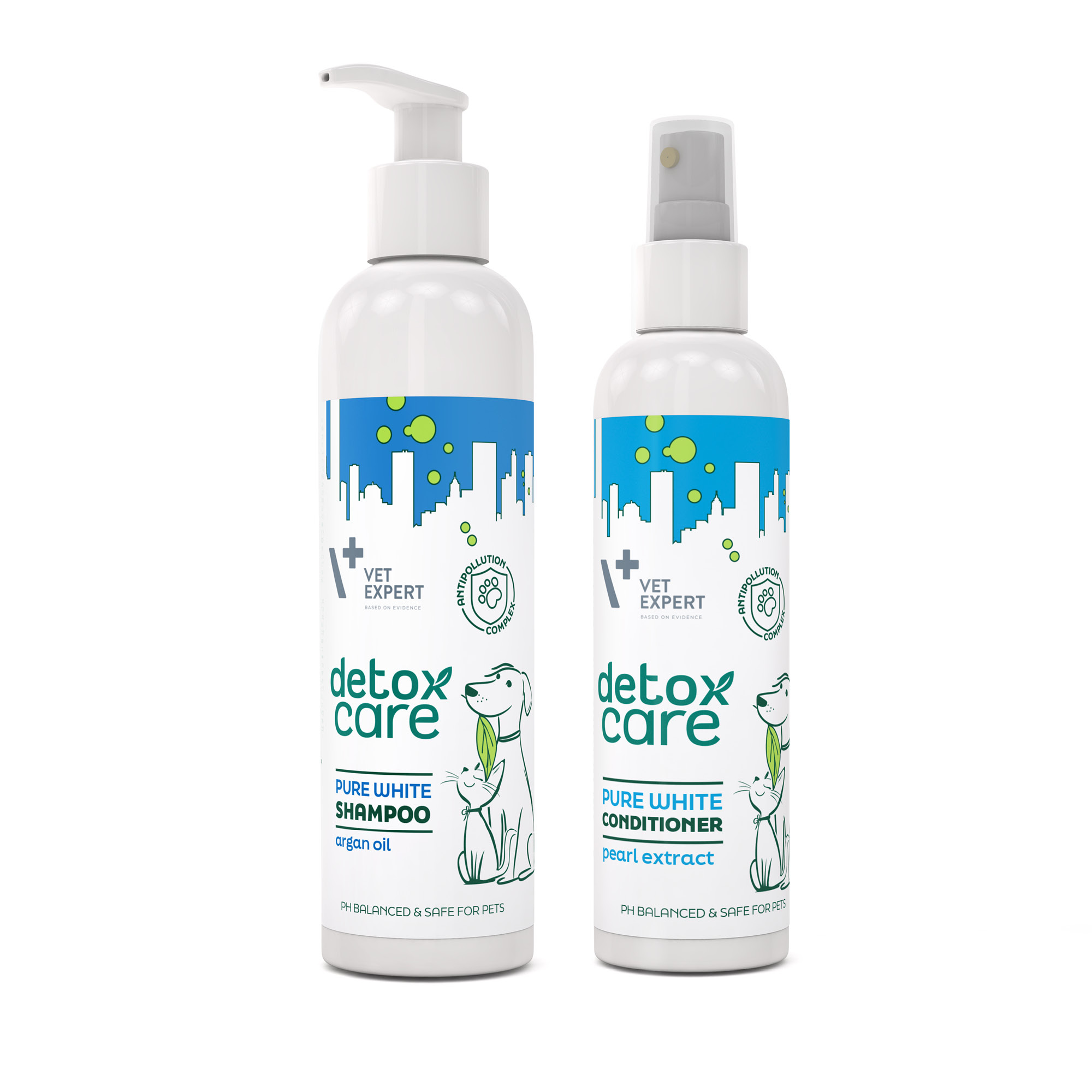 VET EXPERT Detox Care Pure White - zestaw podkreślający biały kolor sierści - szampon i odżywka