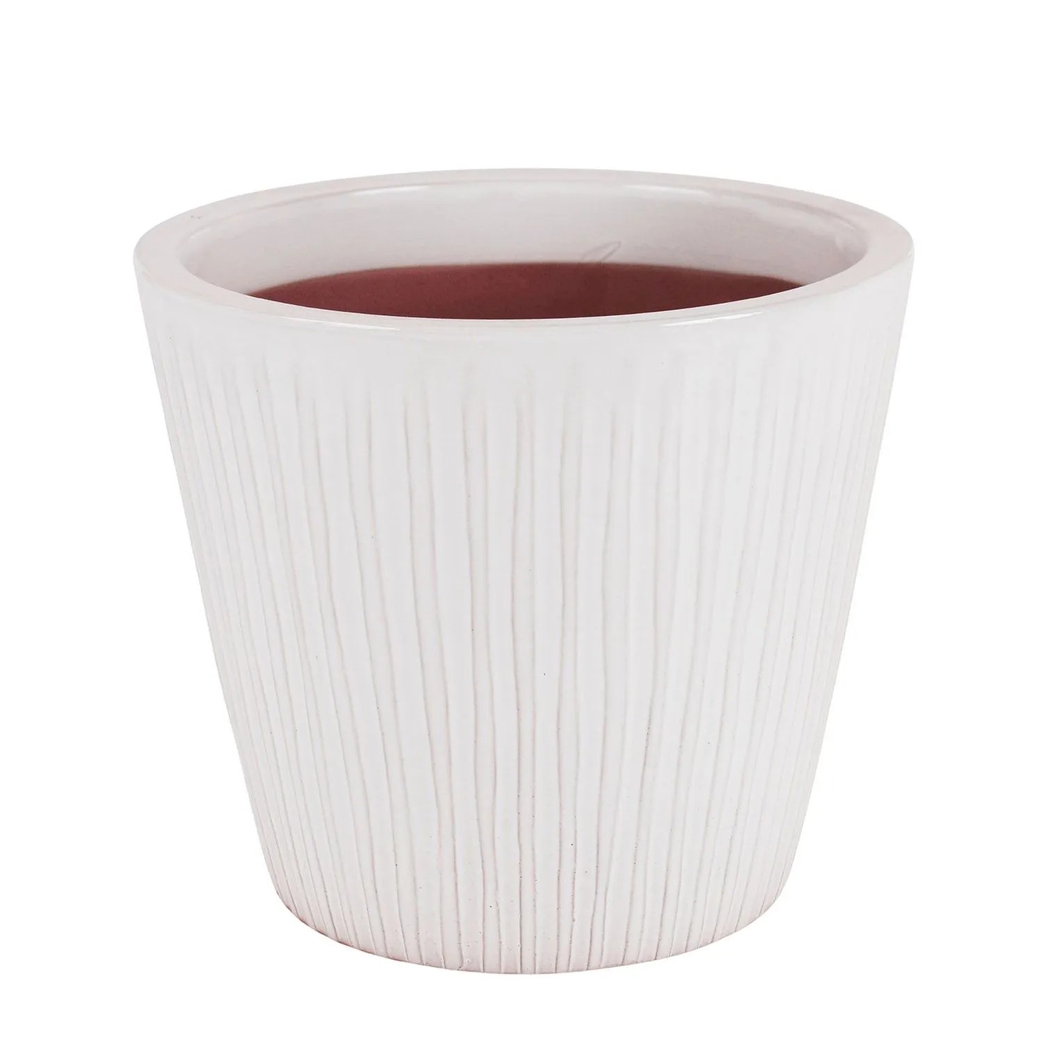 Donica Stripes szkliwiona biała - 33x28 cm