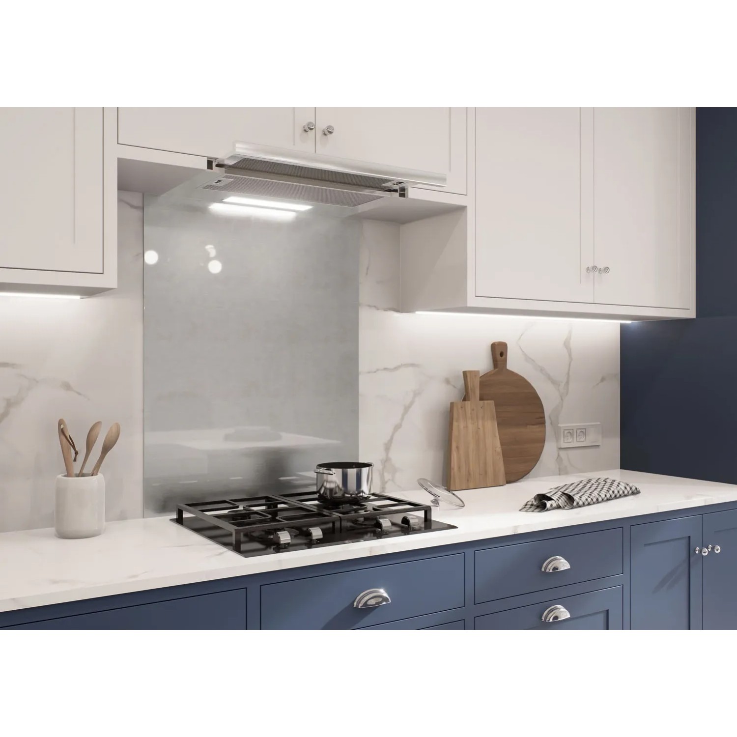 Panel kuchenny szklany szczotkowane aluminium - 70 x 90 cm