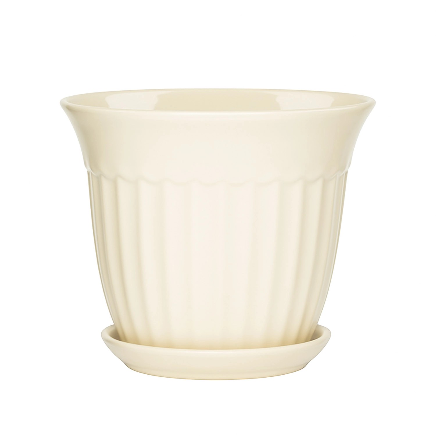 Doniczka z podstawką Xena kremowy połysk - 26 cm