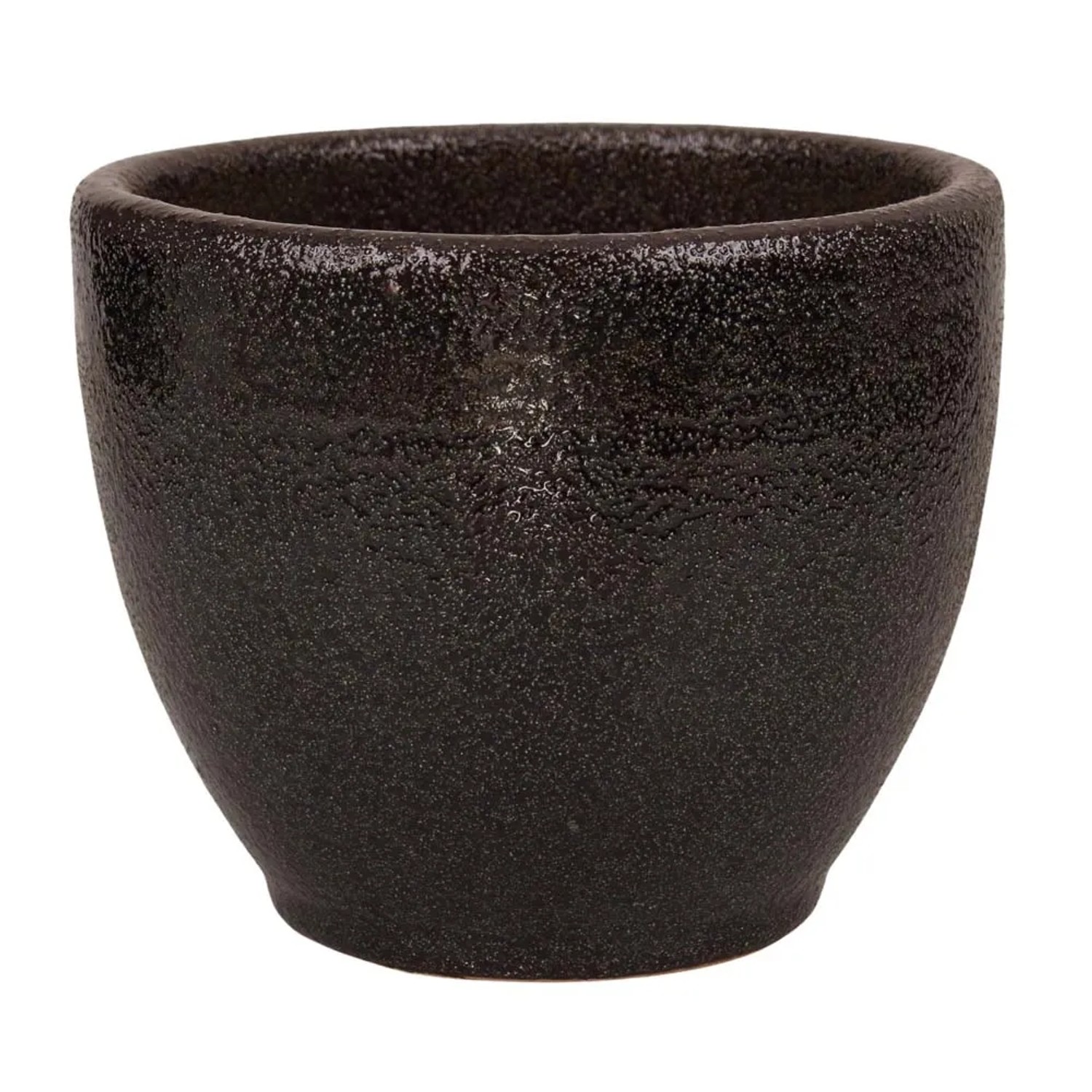 Donica szkliwiona Plain czarna - 28 x 23 cm