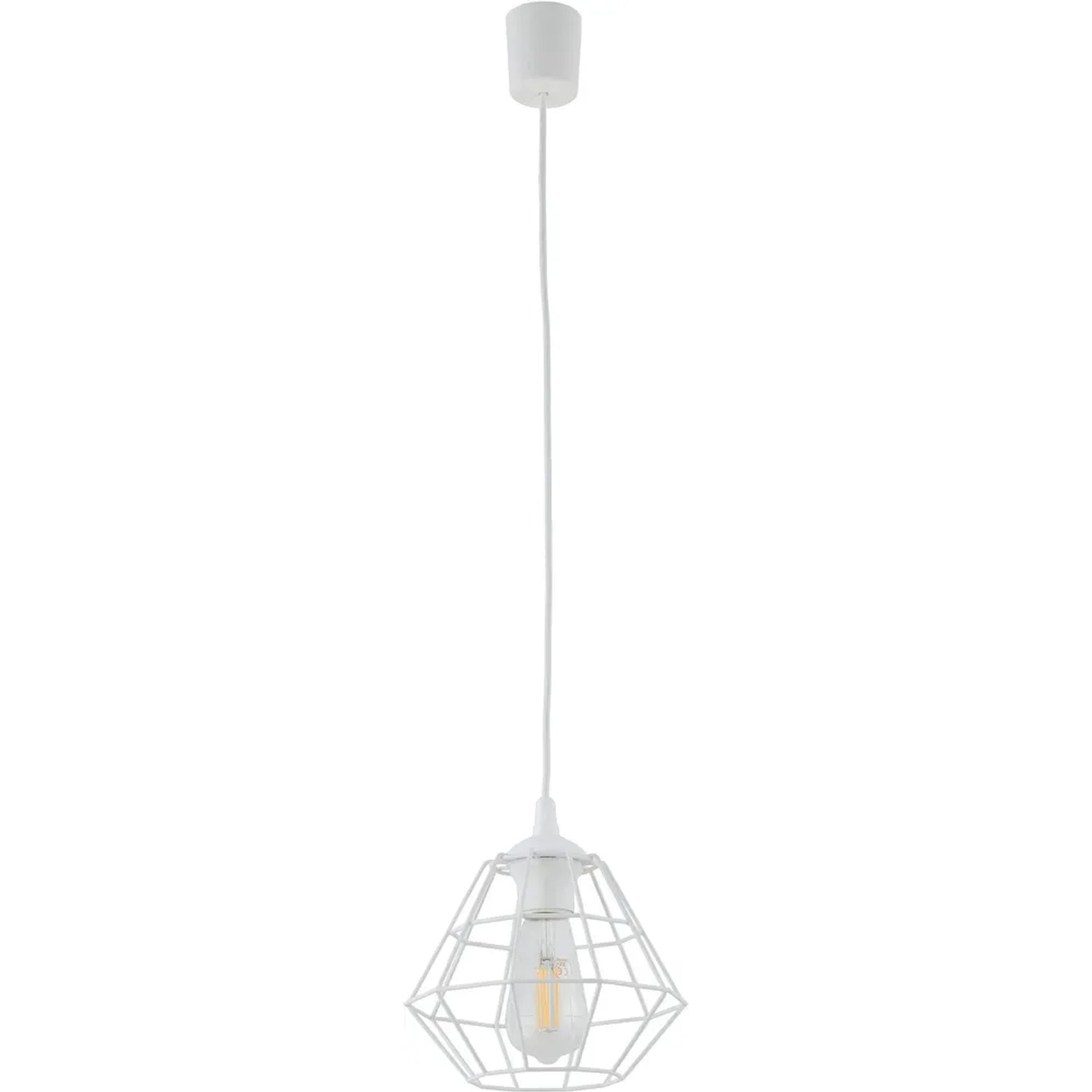TK Lighting Lampa wisząca DIAMOND NEW szer. 20 cm biała E27
