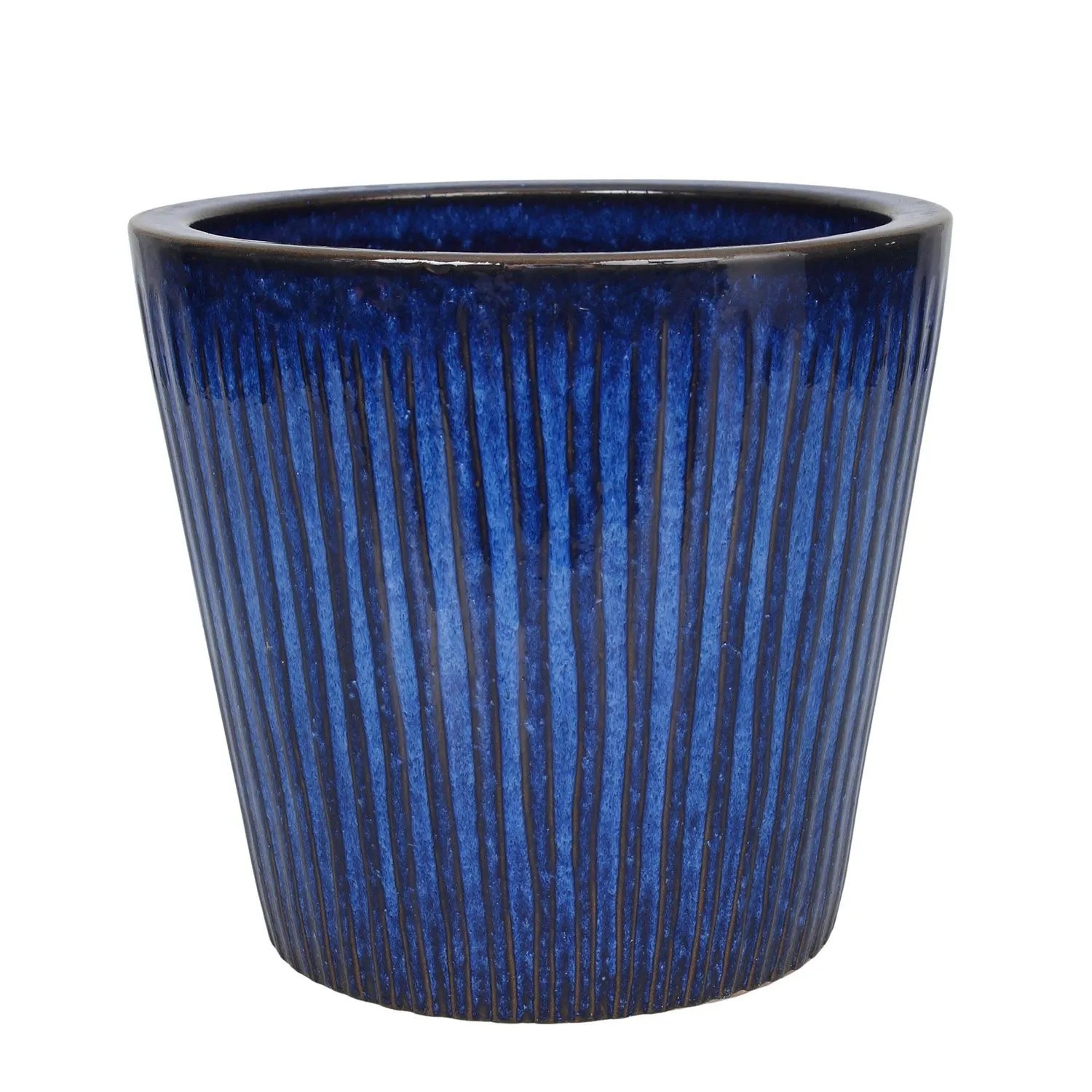 Donica Stripes szkliwiona niebieska - 26x22 cm