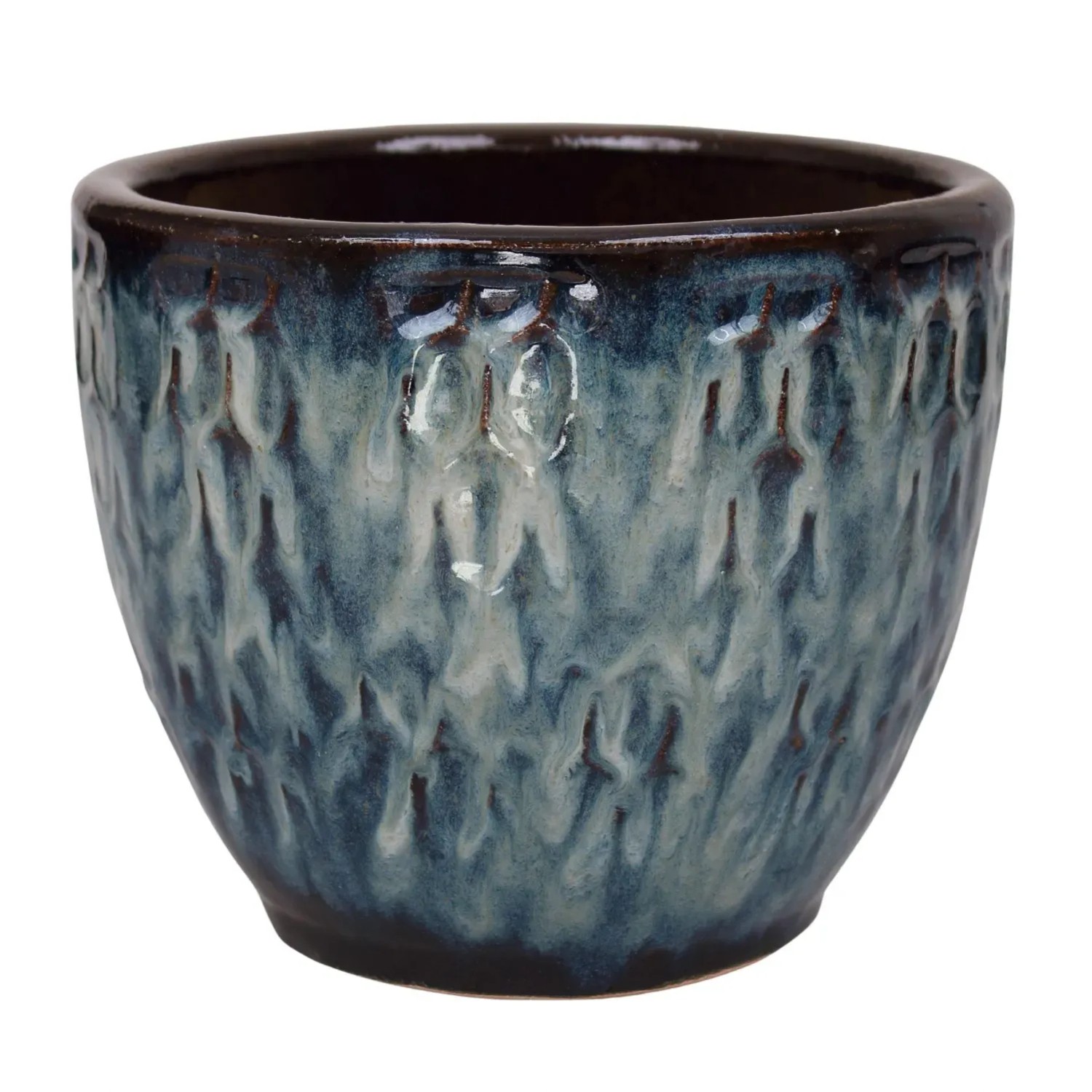 Donica szkliwiona Palawan błękitna 28x23 cm