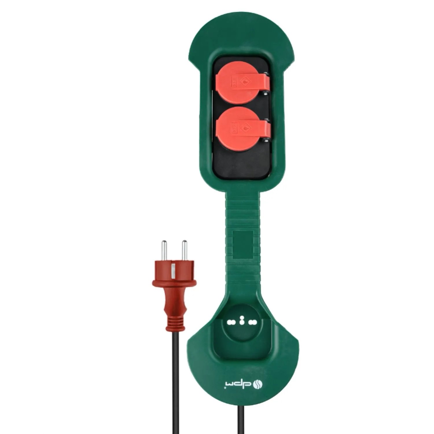 DPM Przedłużacz 2-gniazdowy 2P+Z zielono-czerwony 8 m