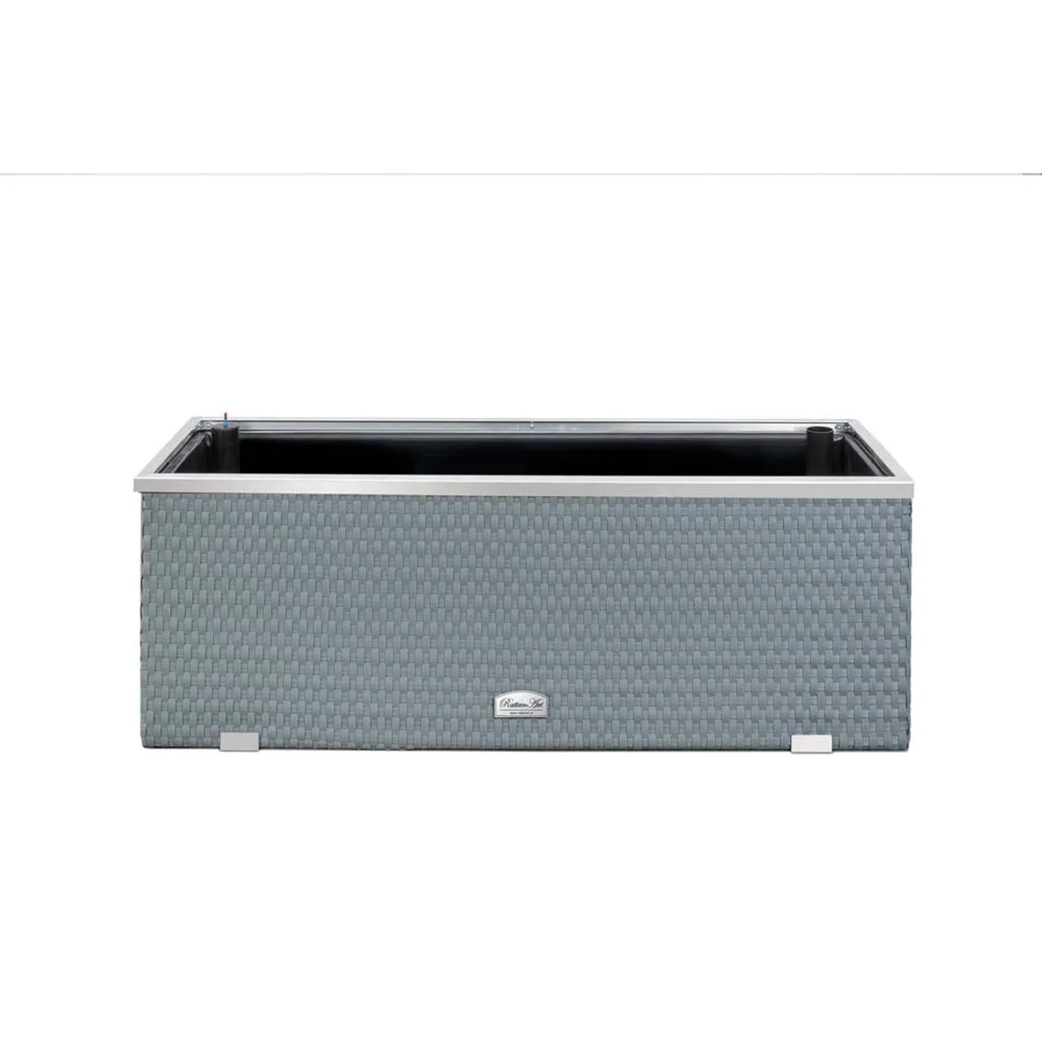 Donica rattanowa z nawodnieniem jasnoszara - 125 x 39 x 43 cm