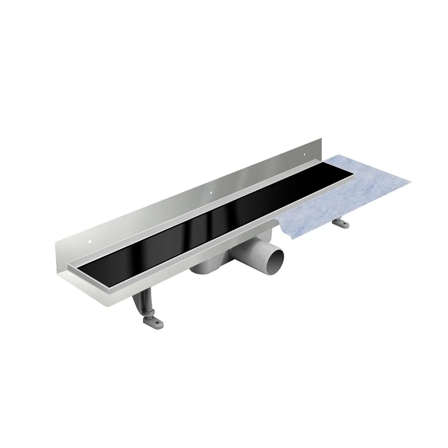 Vogi Odpływ liniowy przyścienny z rusztem czarne szkło 70 cm