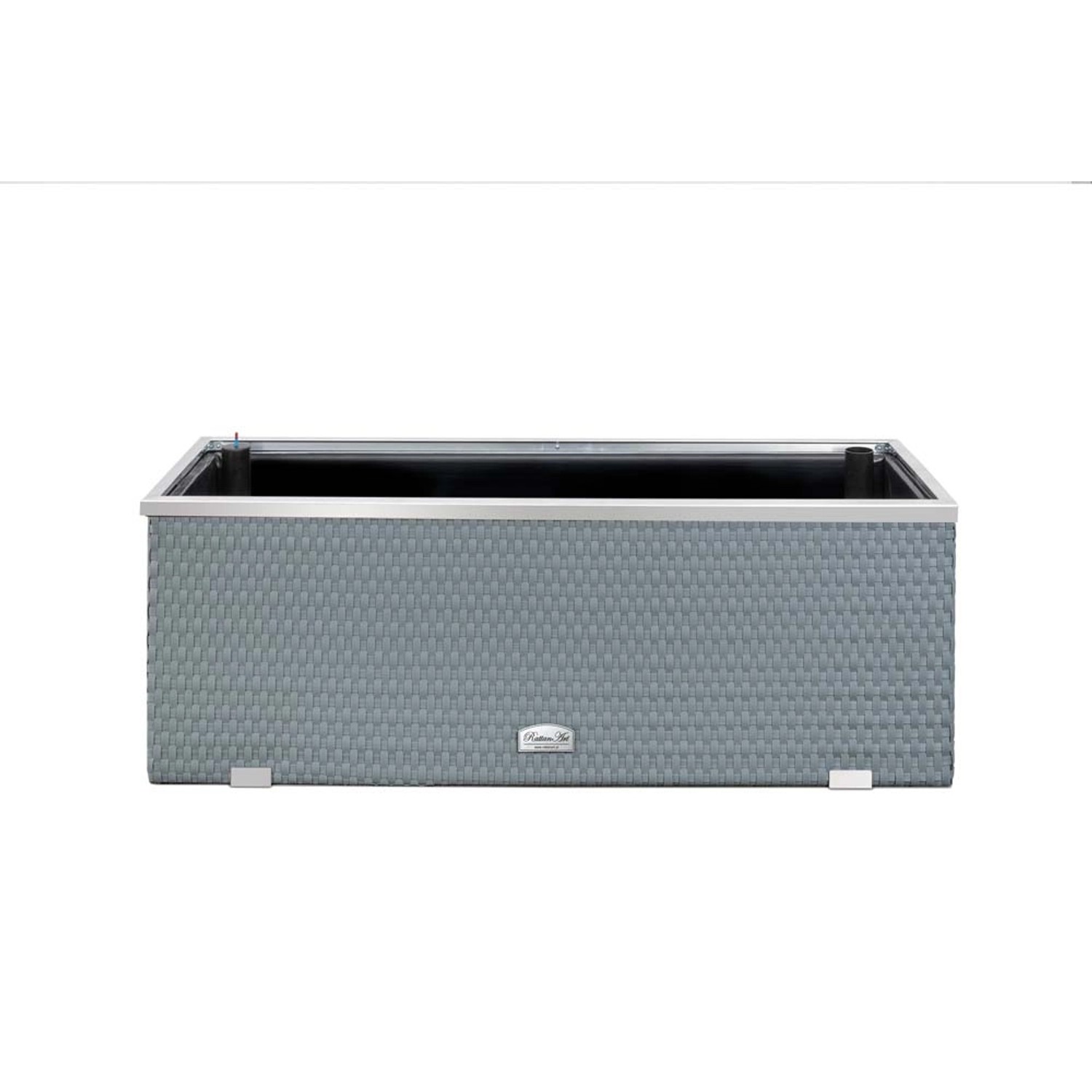 Donica rattanowa z nawodnieniem jasnoszara - 95 x 39 x 43 cm