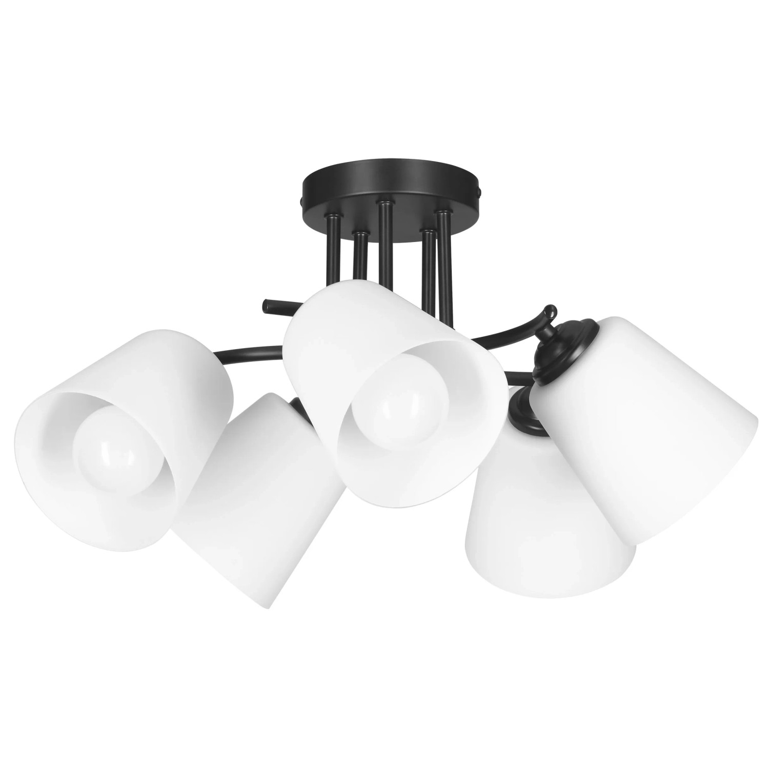 ActiveJet Lampa wisząca Alma 5x40W E27 czerń + białe klosze