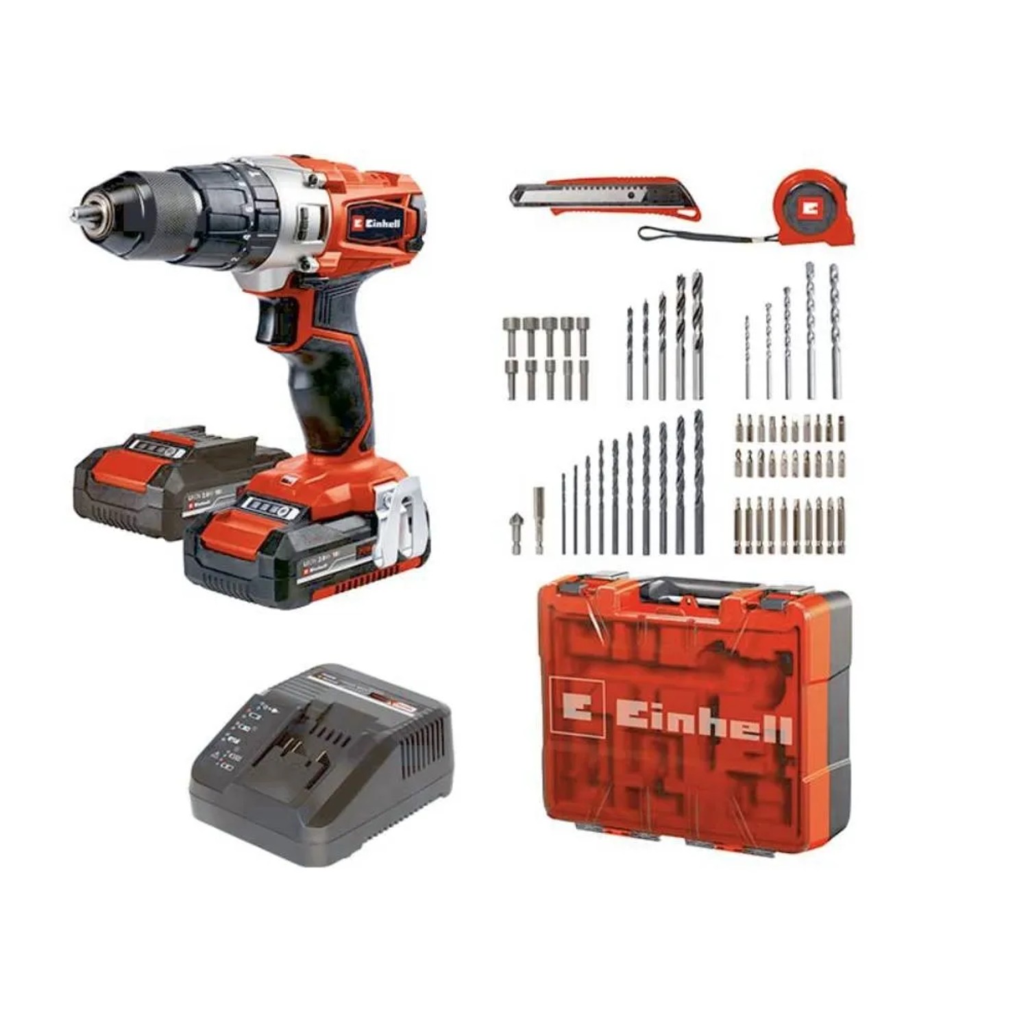 Einhell Wiertarko-wkrętarka udarowa TE-CD 18/2 Li-i 2x2,0 Ah