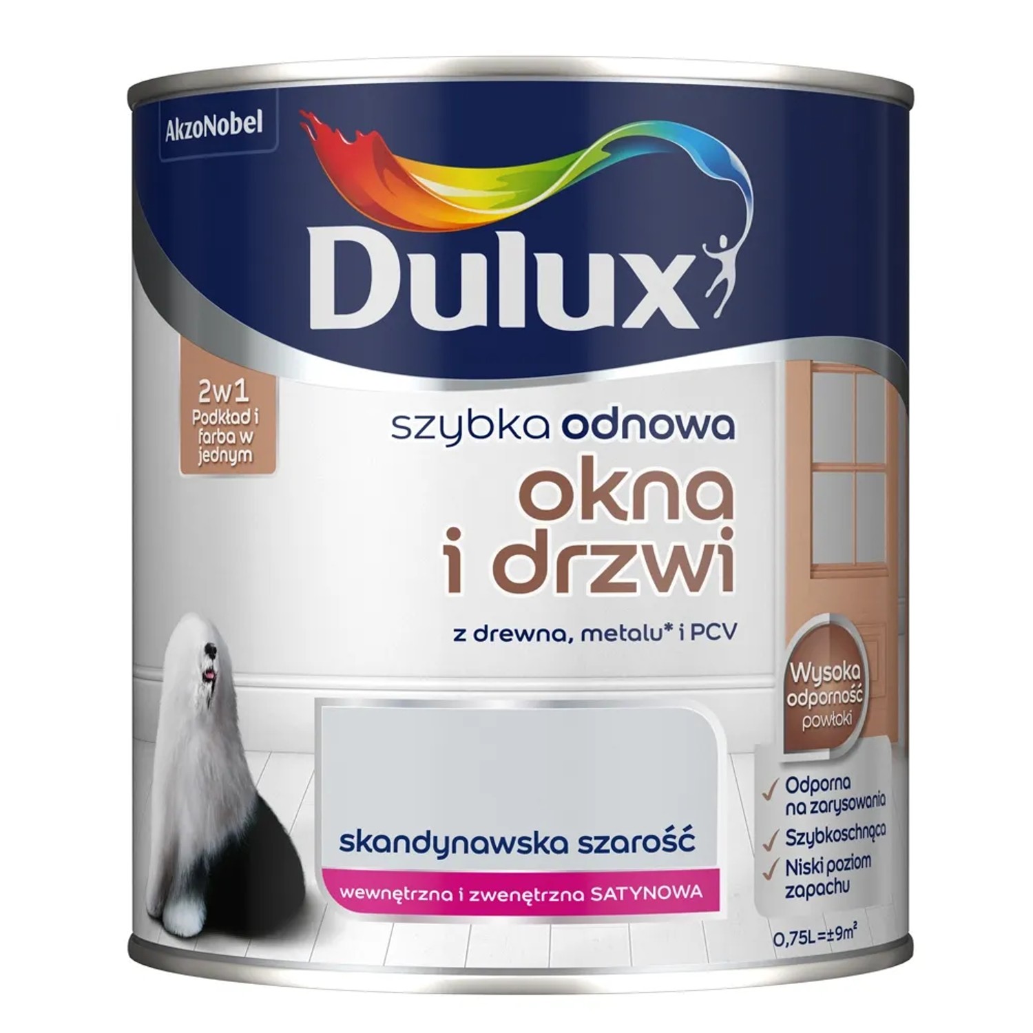Dulux Szybka Odnowa Okna i drzwi skandynawska szarość 750 ml