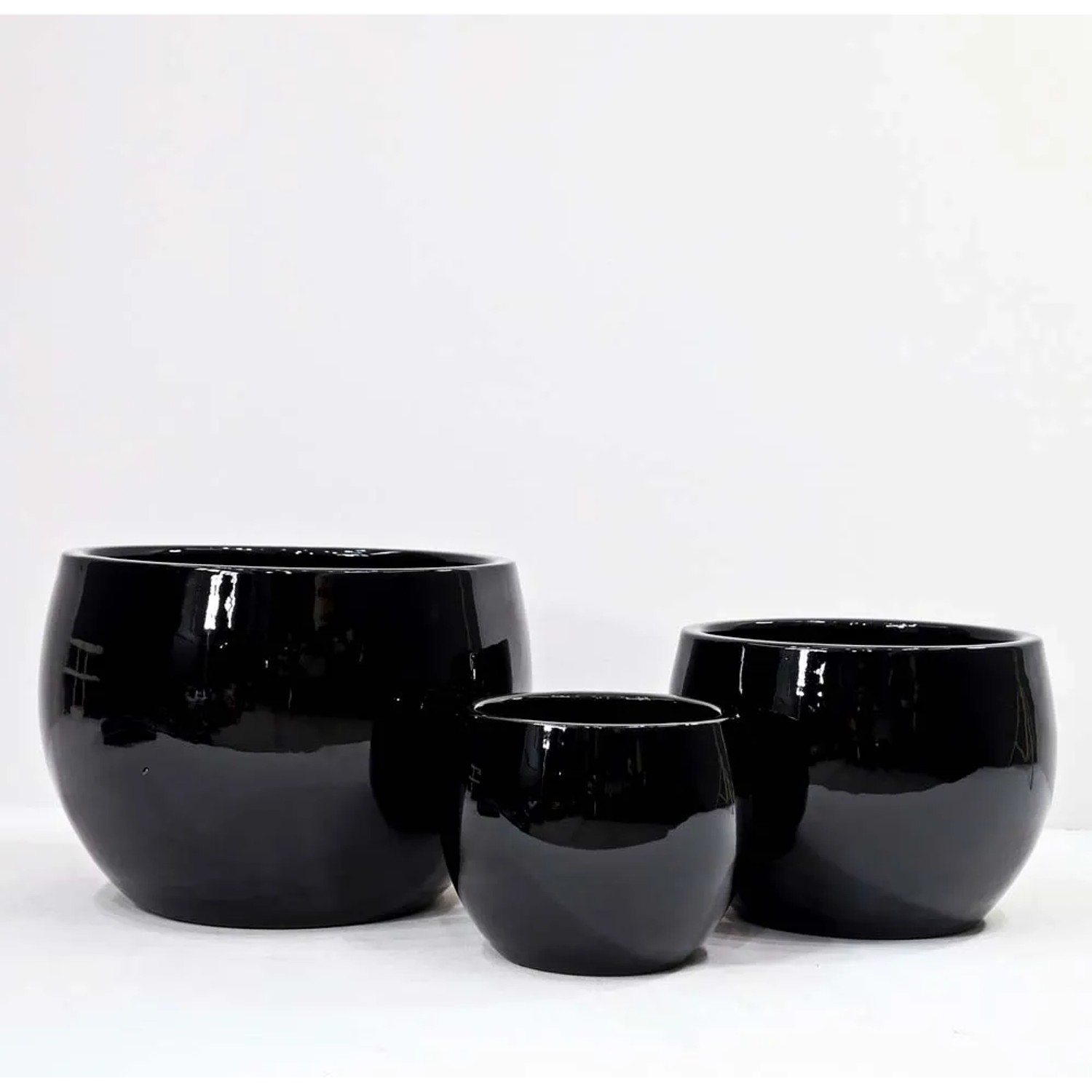 Donica szkliwiona Palla czarna - 26 x 21 cm