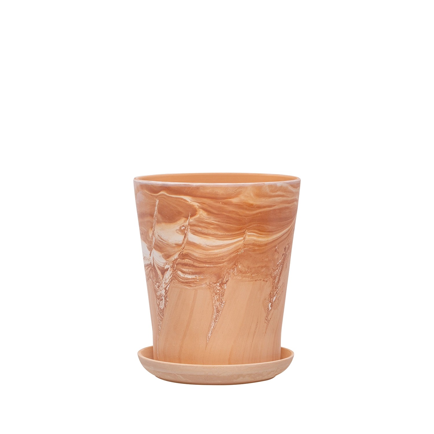 Donica z podstawką Irma terrakota z bielą - 22 cm