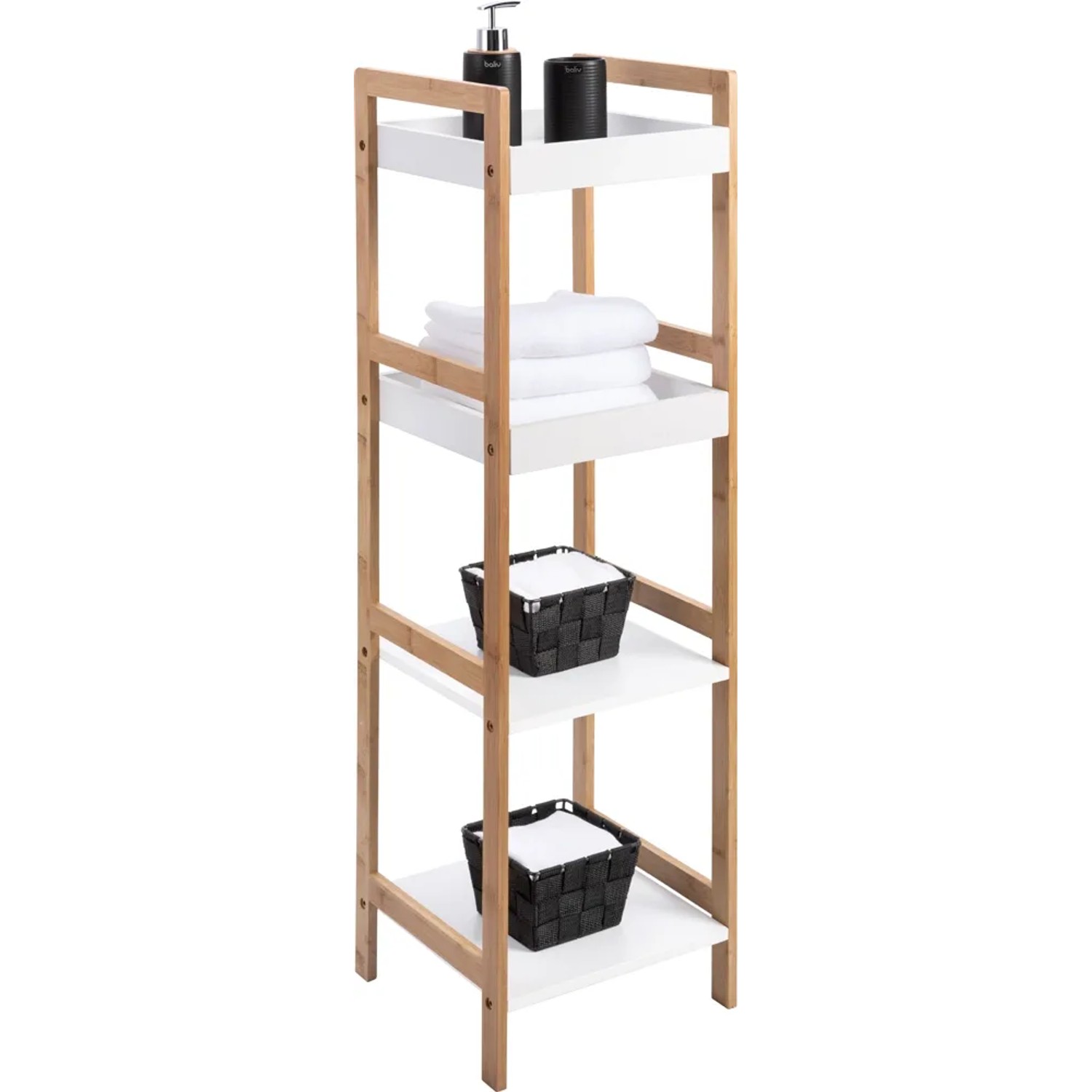 BALIV Regał łazienkowy prosty 4 półki 100x30x29cm