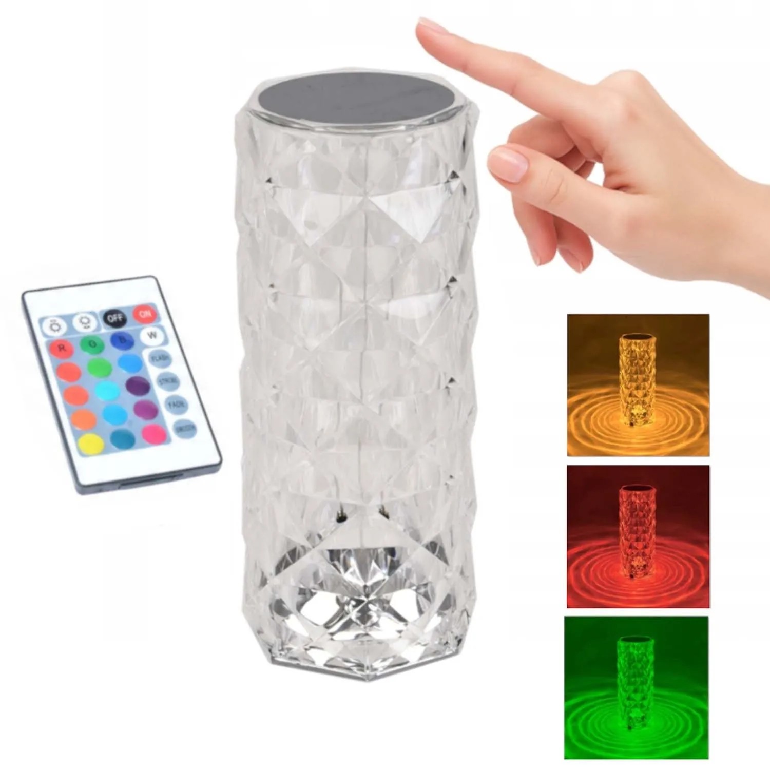 Düwi Lampka stołowa akumulatorowa RGB CRISTAL CILINDRO