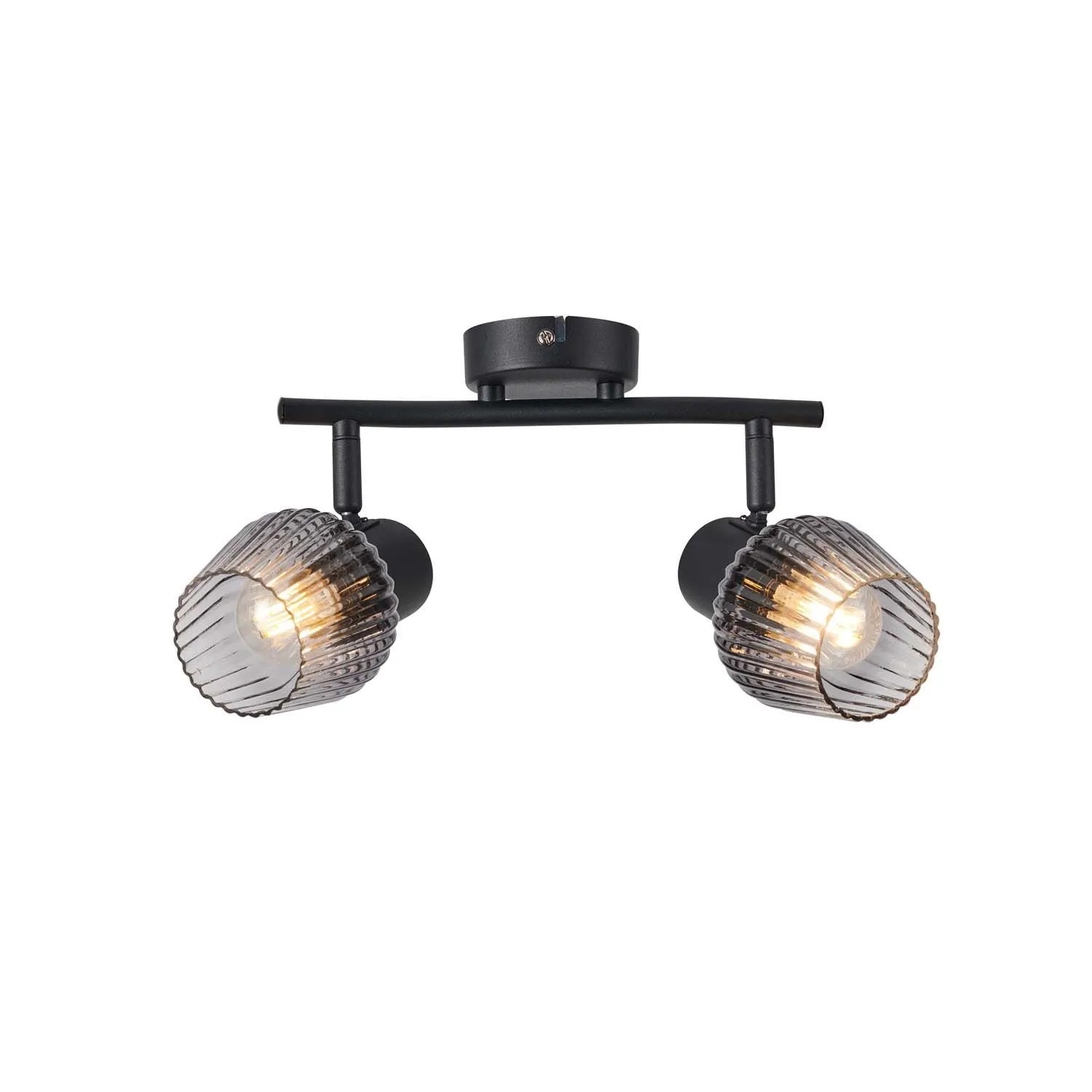 Candellux lampa sufitowa MITURA czarna 2xE27 40W klosz dymiony