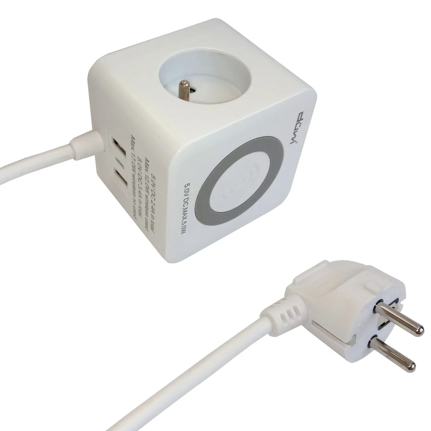 Düwi Przedłużacz POWER CUBE 3-gniazdowy +2xUSB-A+1xUSB-C biały 1,4 m