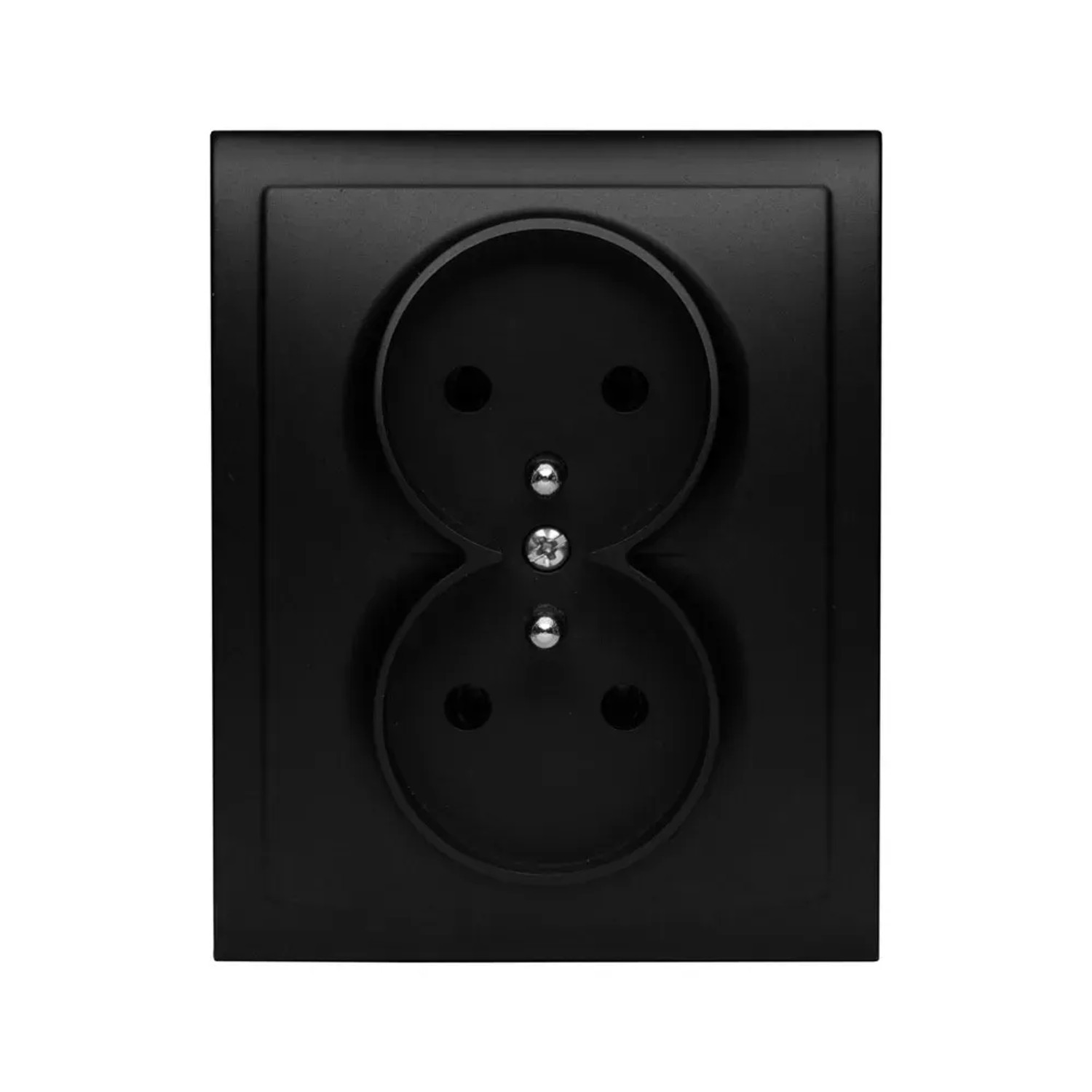 Polmark Gniazdo Vega podwójne z uziemieniem czarne