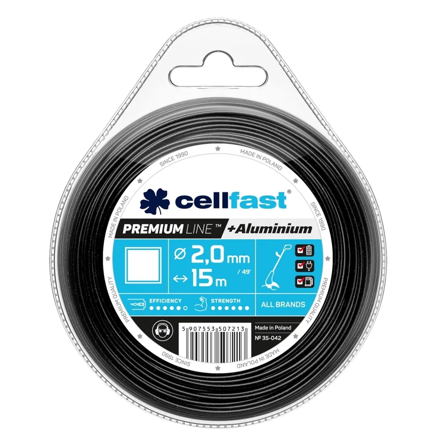Cellfast Żyłka tnąca Premium - kwadrat 2,0 mm x 15 m