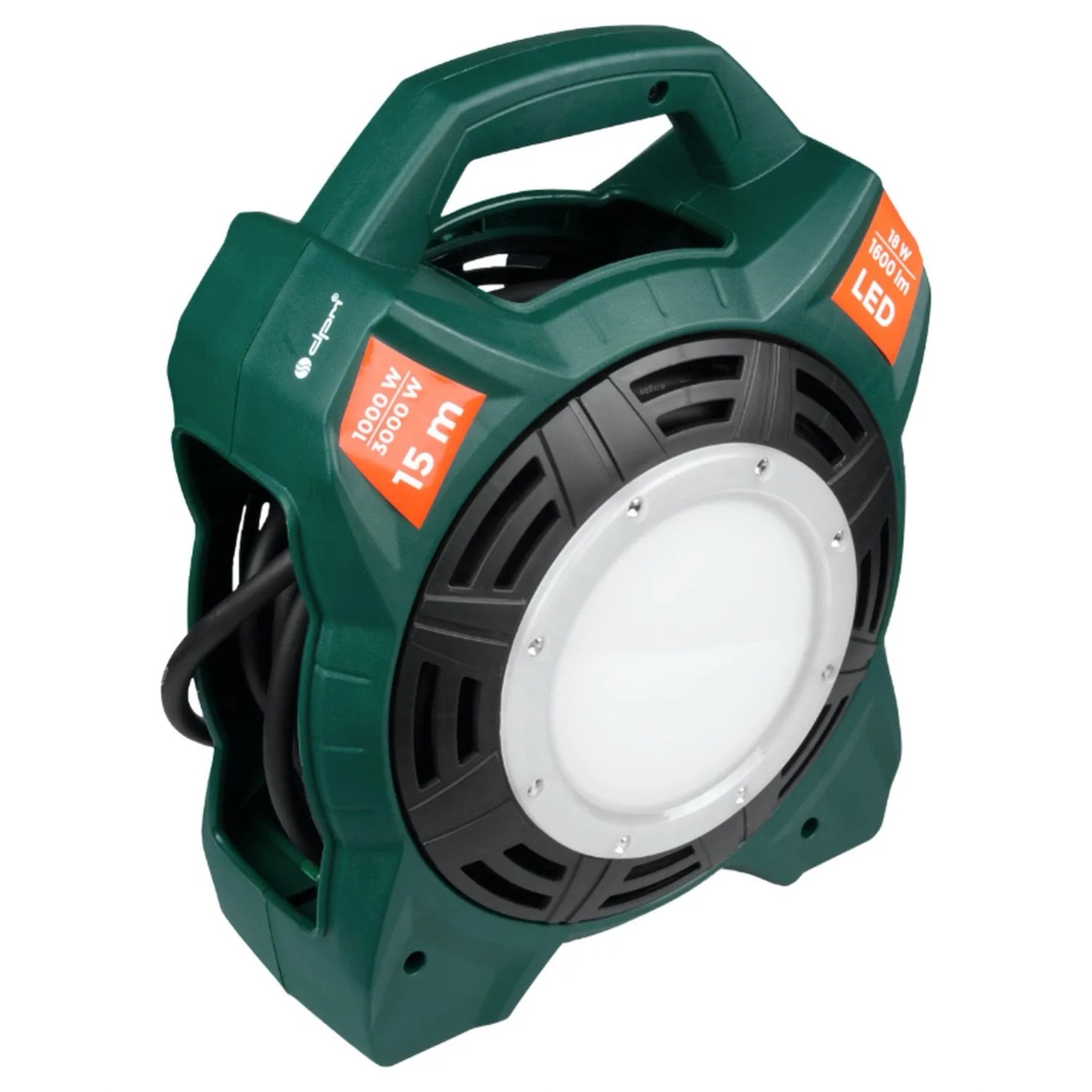 DPM Przedłużacz bębnowy 4-gniazdowy 2P+Z zielony 15 m