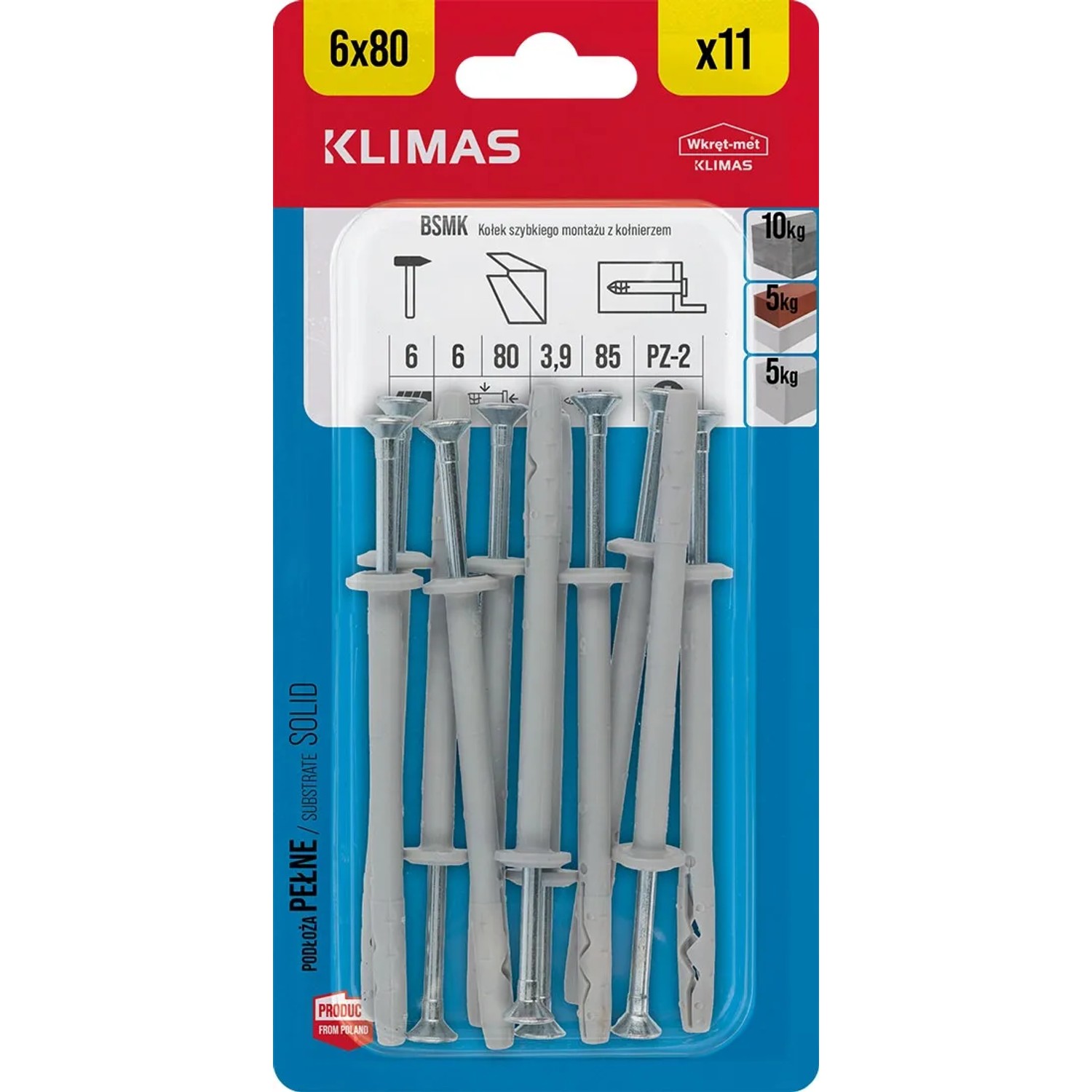 Wkręt-met Kołek wbijany z kołnierzem 6 mm x 80 mm