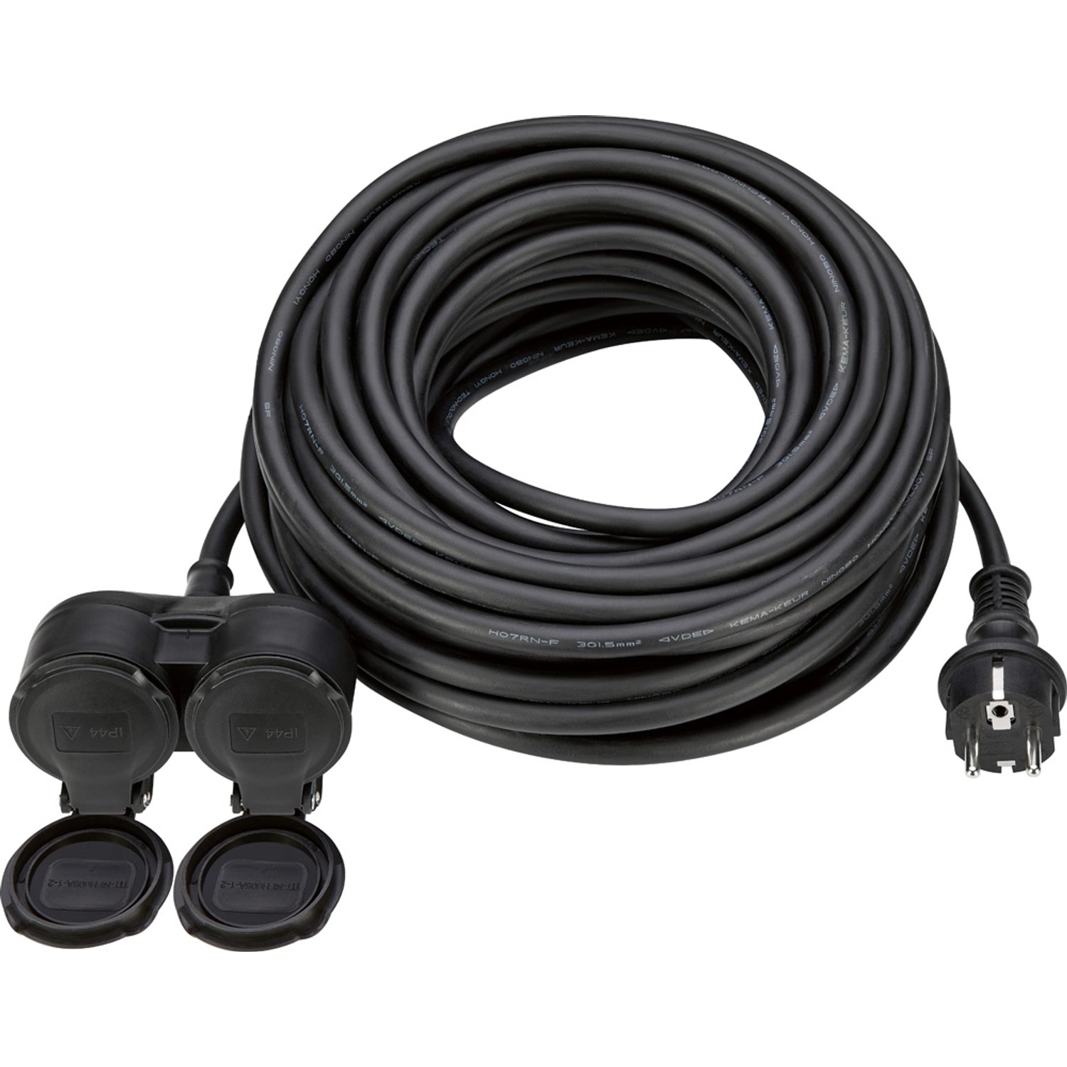 LUX-TOOLS Przedłużacz gumowy 2 gniazdka Z/U 20 m czarny