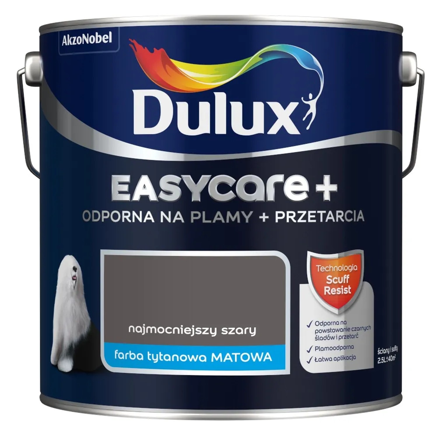 Farba Dulux EasyCare+ najmocniejszy szary 2,5L